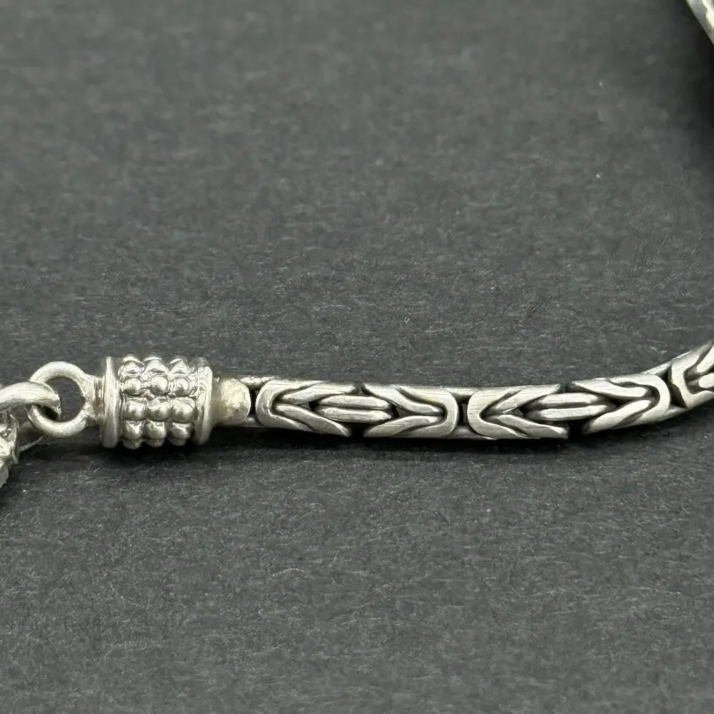 STS Heavy 22g Sterling Silver Heart Byzantine Toggle Bracelet Bali Indonesia 925
